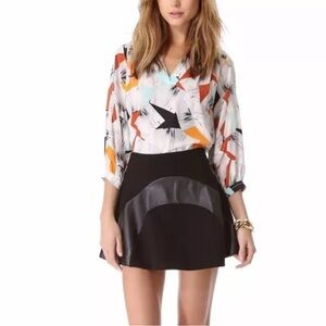 DIANE VON FURSTENBERG  DVF Tristana Leather Fit & Flare Skirt